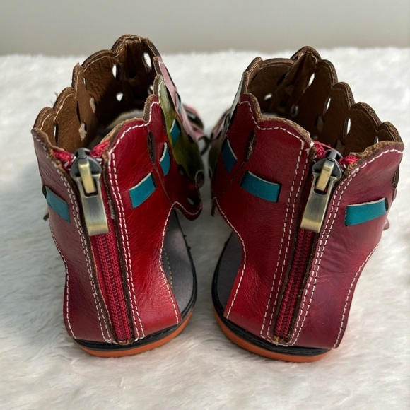 Socofy Ankle Strappy Multi Color Sandals - size 37 (6 1/2) - Picture 2 of 5